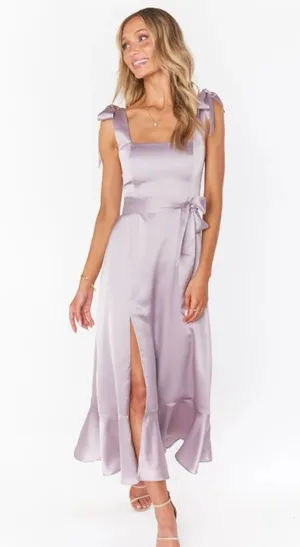 Show Me Your Mumu Claire Midi Dress in Dusty Purple thumbnail 1