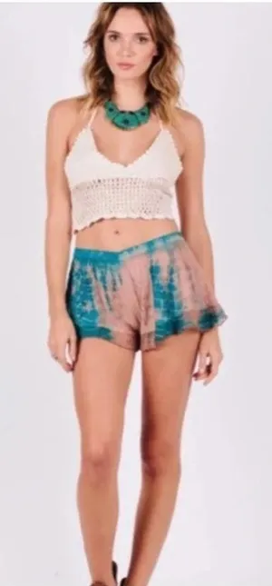 RAGA Sweet Devotion Ruffle Shorts in Blue/Tan Tie Dye Size US‎ Medium thumbnail 1