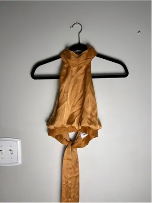 Princess Polly Y2K Bronze Halter Top US 10 Backless Tie Boho 70s Festival Fairy thumbnail 2