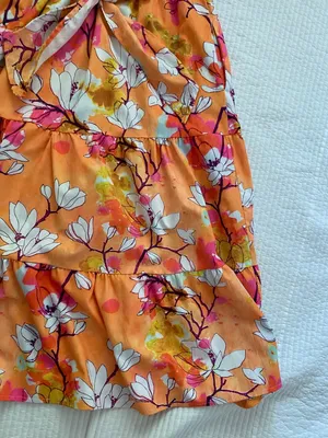 orange pink white cherry blossom dress thumbnail 8
