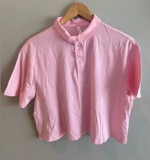 FABLETICS Boxy Short-Sleeve Polo Orchid‎ Pink Large NWOT thumbnail 1