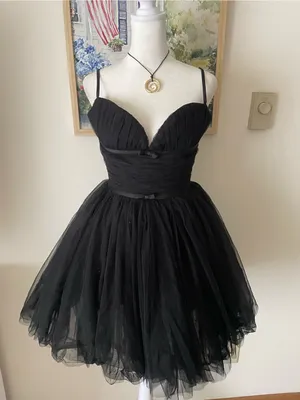 House of CB Princess Tulle Bow Sweetheart Black Mini Dress Size Small Tall thumbnail 6