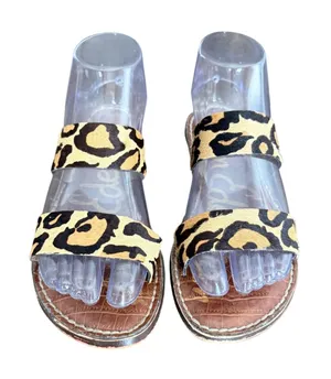Sam Edelman Leopard Print Fur‎ Slide Sandals Women's Size 6 Brown thumbnail 1