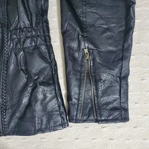 Andrew Michael Vintage Women's Black 100% Leather Jacket Quilted‎ Pattern Size L thumbnail 7