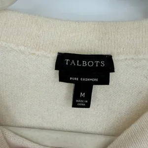 Talbots Pure‎ Cashmere Sweater Cream Ivory Crew Neck 3/4 Sleeve Womens Medium thumbnail 3