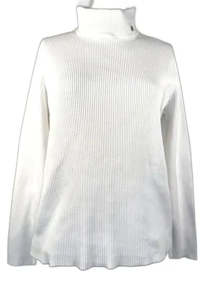 Lauren Ralph Lauren Women’s XL White Ribbed Turtleneck Sweater Logo Stretch thumbnail 1