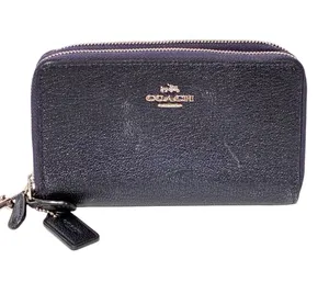 Coach Metallic Blue Accordion Zip Wallet Double Pocket Hangtag thumbnail 1