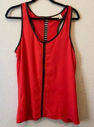 Red Day Trip Tank with Black Pleather Detail thumbnail 1