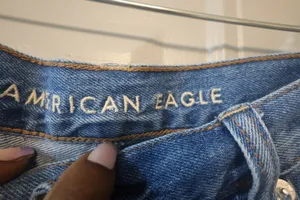 American Eagle Outfitters mom jean raw hem jeans denim in blue size 14. thumbnail 9