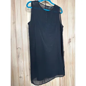 NWT Lulus Chic Peak Navy Blue Satin Sleeveless Shift Dress Casual Lightweight XL thumbnail 2