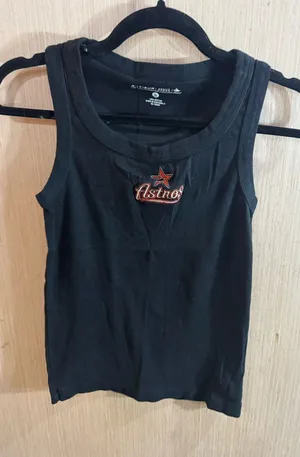 Antigua Black Embroidered Astros Tank Orange Logo Size Small thumbnail 1