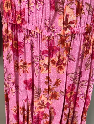 Loft Women’s Pink Floral Midi Dress w/ Tie Waist Size XXSP thumbnail 5