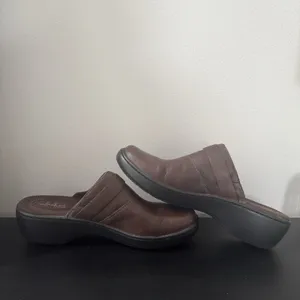 Women's Clarks Delana‎ Misty Dark Brown Leather Mule Clogs Size 11 thumbnail 8