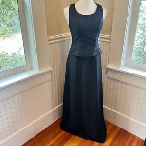 Boutique Black Lace Overlay Sleeveless Formal Maxi Gown Dress Size 10 thumbnail 3