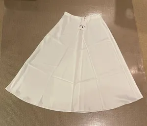 ZARA A-line Midi Satin Skirt Size M thumbnail 3