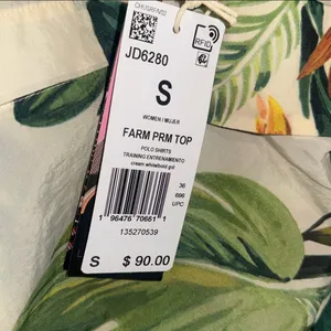 NWT Farm Rio X adidas tropical breeze cream Green shirt Small Lightweight thumbnail 8