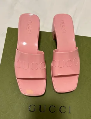 Gucci Wild Rose Platform Pink Block Heel Slides Sandals Size 37 thumbnail 1