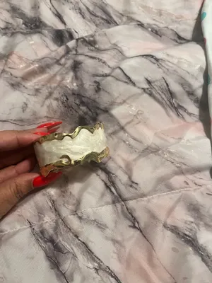 Gold and cream bracelet cuff thumbnail 4