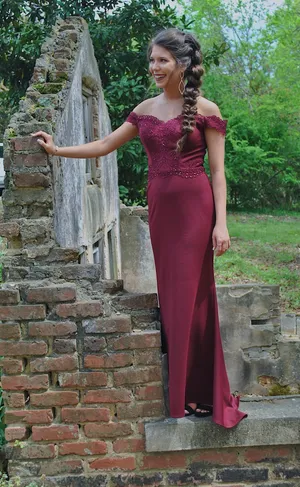 PromGirl Burgundy Formal Dress thumbnail 1