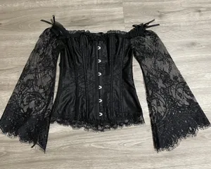 Black Sexy Lace Corset Long Sleeve thumbnail 1