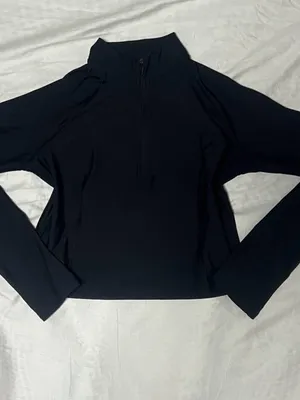 Old Navy Active Powersoft Black Quarter Zip Workout Top M Athleisure thumbnail 2