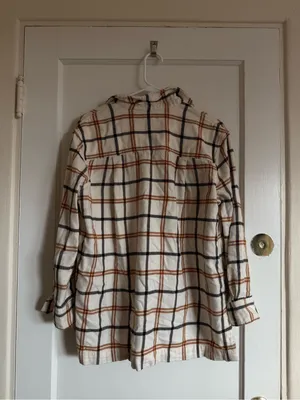 Madewell Cream Plaid Shirt Jacket with Rust & Black Checks thumbnail 4