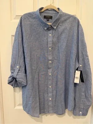 Liverpool Los Angeles Women XXL Blue Chambray Linen Blend Roll Tab Shirt NWT thumbnail 3