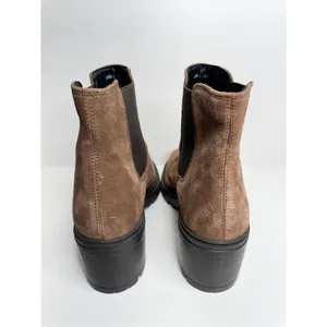 GEOX‎ Leather Boots Size 9.5 Brown Ankle Chelsea Pull On Block Heel Booties NEW thumbnail 5
