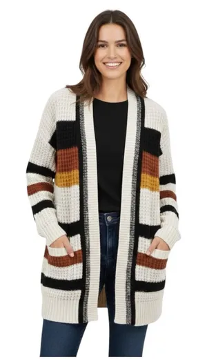 Express Multicolor Striped Open Front Oversized Cardigan Size XS thumbnail 1