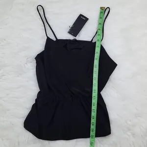 21 Saints -361 NWT Peplum‎ Cami Top Black Medium fits a Small thumbnail 7