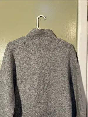H&M Women's Sz Small Gray Melange Wool-Blend Mock-Turtleneck Sweater Wide Sleeve thumbnail 8