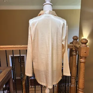Victoria's Secret Satin Pajama Set Women's Medium Champagne Gold Long Sleeve Y2K thumbnail 3