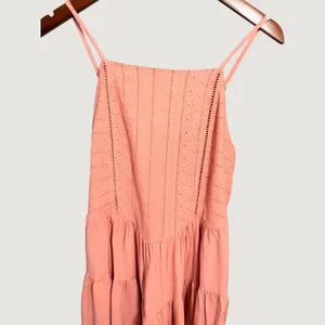 Wild Fable Coral Pink Eyelet Tiered Mini Dress Smocked Back Large thumbnail 6