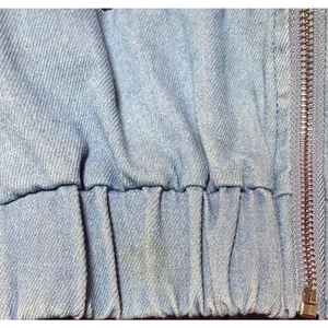 Unbranded Women NA Colorblock Denim Cropped Bomber Jacket Blue Black‎ Mock Neck thumbnail 8