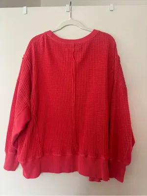 American Eagle AE Big Hug Waffle Sweatshirt salmon orange sweater M thumbnail 4