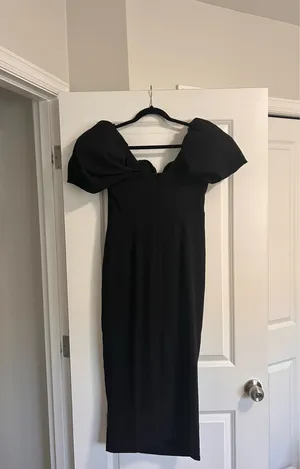 New Showpo Lohan Midi Dress Off Shoulder Puff Sleeve Size 10 MSRP $129 thumbnail 8