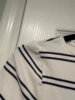 NWOT LRL Ralph Lauren Striped Knit Top Navy White Short Sleeve Stretch Classic thumbnail 5