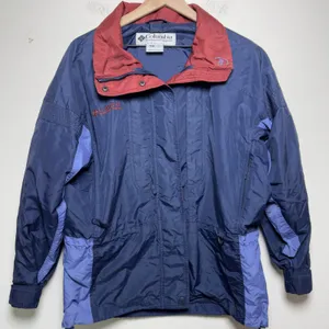 VTG 90s Columbia‎ Women Jacket Small Blue Maroon Colorblock Gorp Windbreaker thumbnail 1
