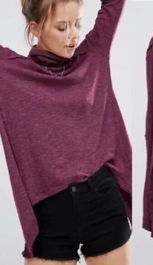 We The Free Free People Split Back Cowl Neck Top Style OB536113 Medium M Purple‎ thumbnail 1