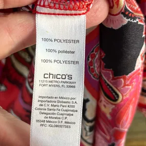 Chico's Women's Red Printed Tie Sleeve Blouse Size 2 (U.S. L) thumbnail 6