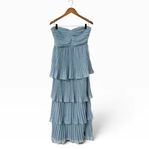 Lulus Seriously Sensational Powder Blue Strapless Tiered Maxi Dress size Large thumbnail 3