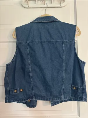 Talbots Vintage Classic Sleeveless Denim Vest Blouse - Blue thumbnail 3