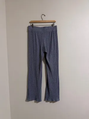 Gilly hicks Wide-Leg Knit Drawstring Pants in Heather Blue thumbnail 3