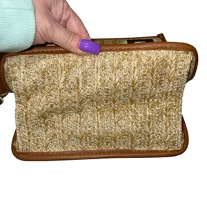 Steve Madden BWEBBER Straw Tote Crossbody Bag Beige/Brown w/Credit Card Holder‎ thumbnail 3