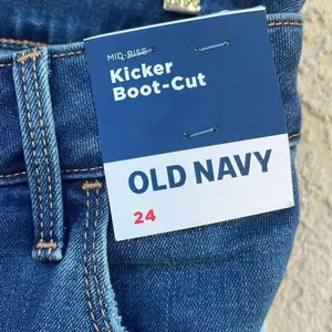 NWT Old Navy mid rise kicker boot cut denim jeans‎ plus size 24 cotton blend thumbnail 5