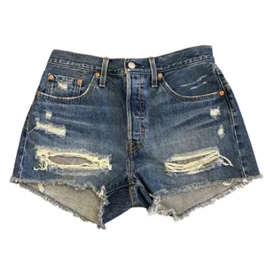 Levi's 501 Original Denim Shorts Womens 28 Distressed 2.5"‎ Festival Dark Wash thumbnail 2