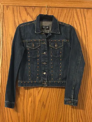 Polo Jeans Co. by Ralph Lauren Dark Blue Vintage Studded Denim Jacket - Size M thumbnail 1