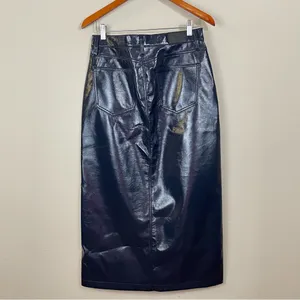 Pistola‎ Alice Utility Midi Skirt in Navy Vinyl Size 29 thumbnail 9