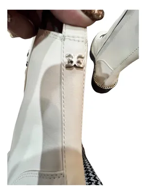 Sam Edelman Lenley Ivory Leather Gold Chain Combat Boots Size 8 NIB thumbnail 9