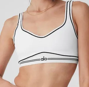 NEW ALO Yoga Airbrush Heart Throb White & Black Sports Bra Size L thumbnail 1